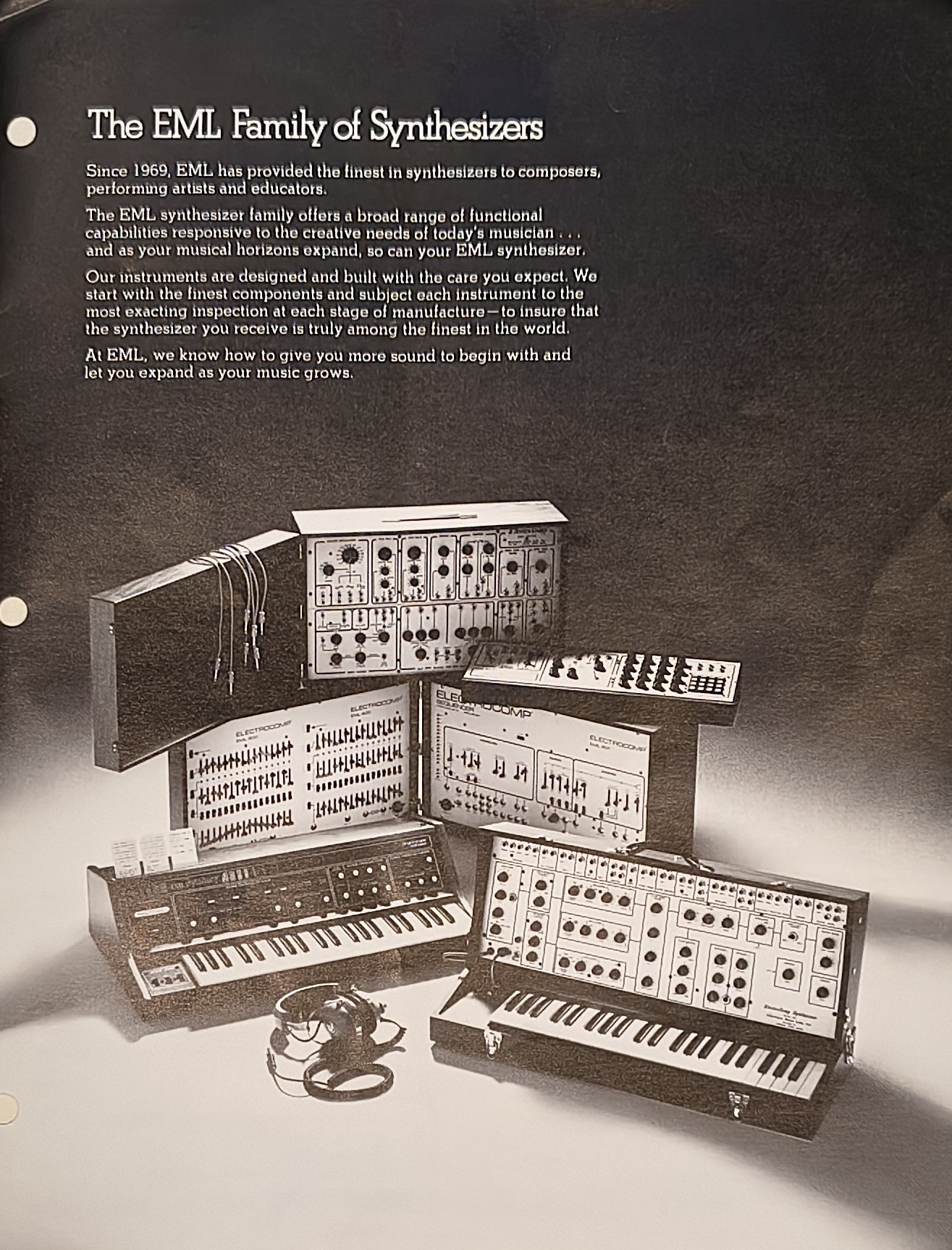 The EML family of synthesizers, original catalog photo